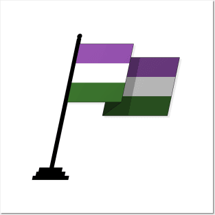 Large Waving Flag in Genderqueer Pride Flag Colors Posters and Art